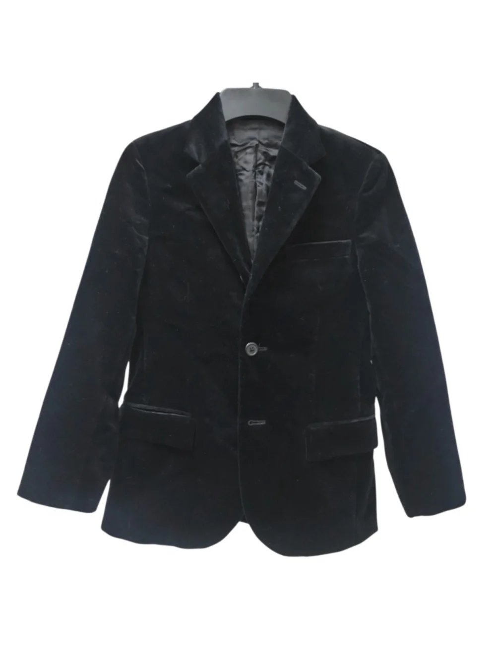 Polo Ralph Lauren Boys 3-Button Black Side-Vent Velvet Blazer Made In Italy 10